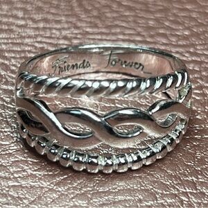 925 Sterling Silver Open Infinity “Friends Forever” Ring
